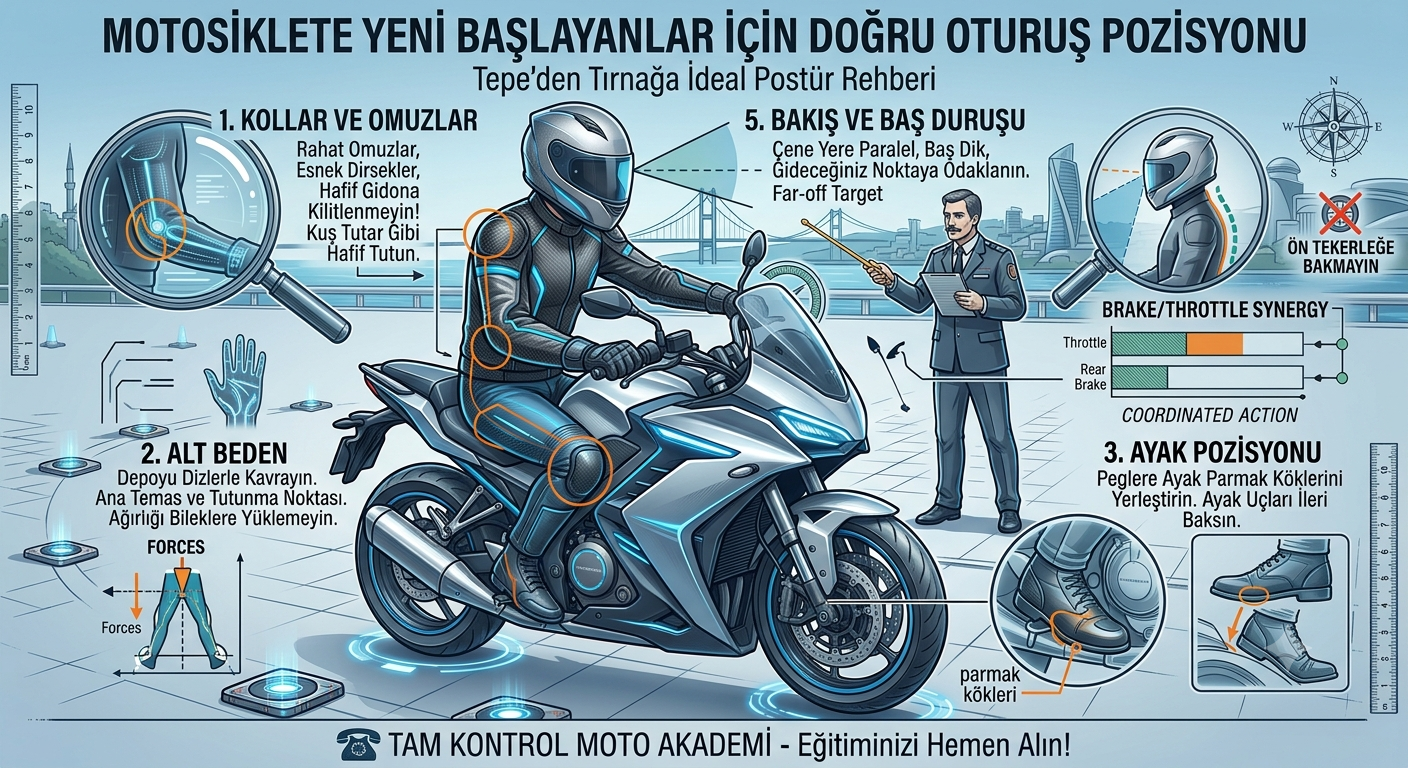 Motosiklette Doğru Oturuş Pozisyonu: Yeni Başlayanlar İçin Sürüş Konforu ve Güvenlik Rehberi